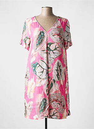 Robe courte manches courtes manches courtes rose DIVAS femme