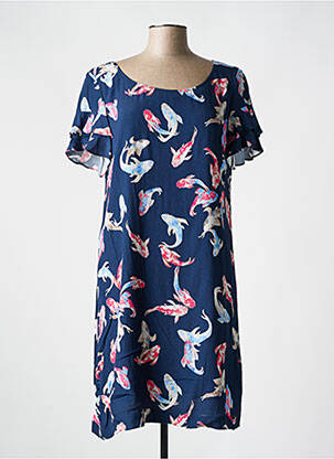 Robe courte manches courtes manches courtes bleu DIVAS femme