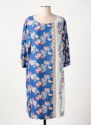 Robe mi-longue manches 3/4 manches 3/4 bleu DIVAS femme