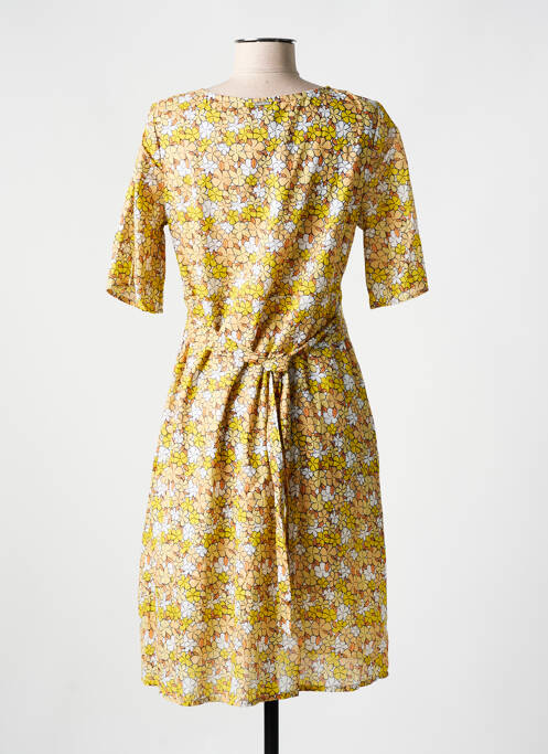 Robe mi-longue imprimé fleurs manches courtes jaune AGATHE & LOUISE femme