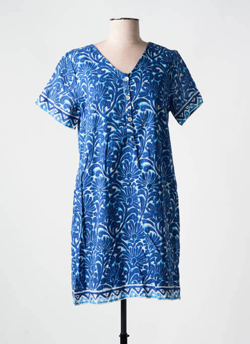 Robe courte manches courtes manches courtes bleu AGATHE & LOUISE femme
