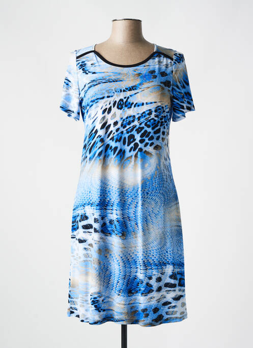 Robe courte manches courtes manches courtes bleu NAYAT femme