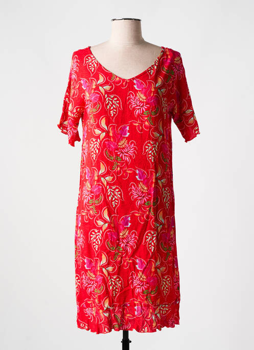 Robe mi-longue rouge COLINE pour femme