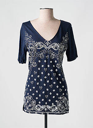 T-shirt manches mi-longues manches courtes bleu ANANKE femme
