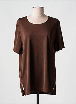 T-shirt stretch manches courtes marron EVALINKA femme