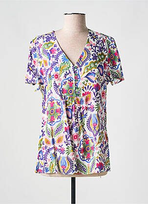 Blouse tissage popeline manches courtes violet TINTA STYLE femme