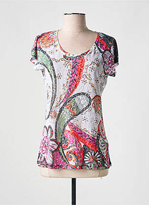 T-shirt sérigraphie avec strass manches courtes rouge KY CREATION femme