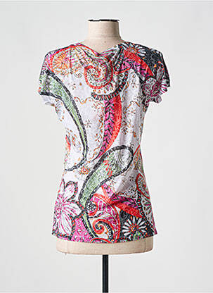 T-shirt sérigraphie avec strass manches courtes rouge KY CREATION femme