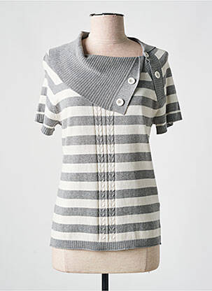 Pull coupe cintrée manches courtes gris MAT DE MISAINE femme