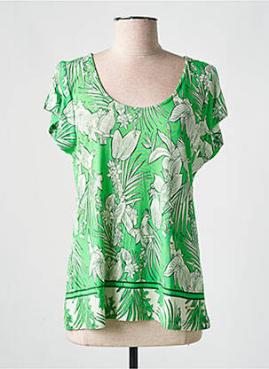 T-shirt stretch manches courtes vert AGATHE & LOUISE femme