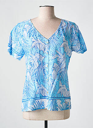 Chemisier manches courtes manches courtes bleu AGATHE & LOUISE femme