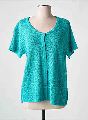 Gilet manches courtes fermeture boutonnée sur le devant bleu AGATHE & LOUISE femme