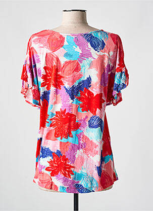 T-shirt col v manches courtes rouge AGATHE & LOUISE femme