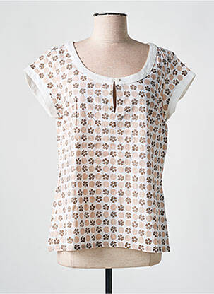 Blouse imprimé fleurs manches courtes beige AGATHE & LOUISE femme