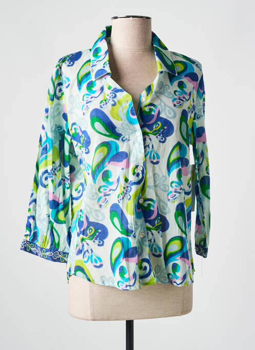 Chemisier coupe cintrée manches 3/4 bleu AGATHE & LOUISE femme