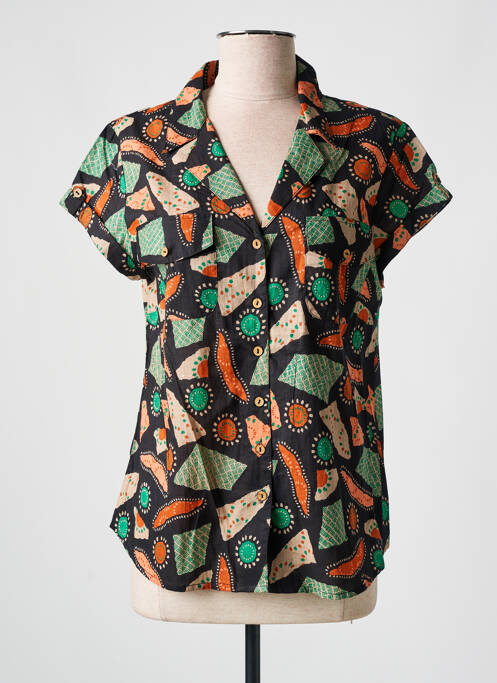 Chemisier manches courtes manches courtes noir AGATHE & LOUISE femme