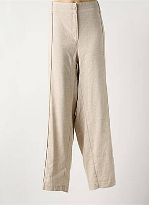 Pantalon droit fermeture zippée sous rabat boutonné taille normale beige FRED SABATIER femme