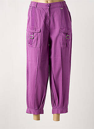 Pantalon 7/8 tissage popeline taille normale violet AGATHE & LOUISE femme