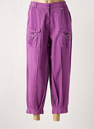 Pantalon 7/8 tissage popeline taille normale violet AGATHE & LOUISE femme