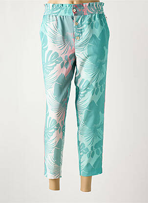Pantalon 7/8 tissage popeline taille normale vert LCDN femme