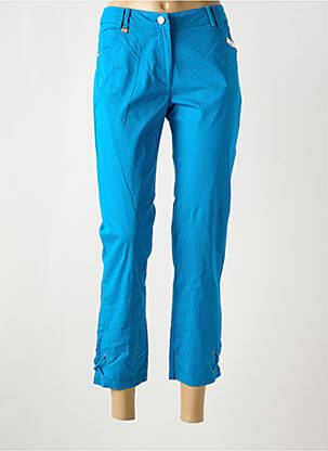 Pantalon 7/8 tissage popeline taille normale bleu AGATHE & LOUISE femme