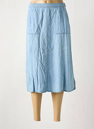 Jupe mi-longue fermeture zippée au dos bleu BARBARA LEBEK femme