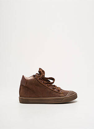 Baskets tissage satiné bout rond marron ACEBOS fille