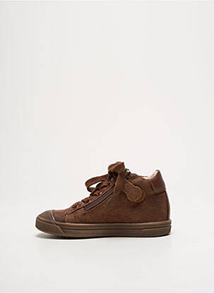 Baskets tissage satiné bout rond marron ACEBOS fille