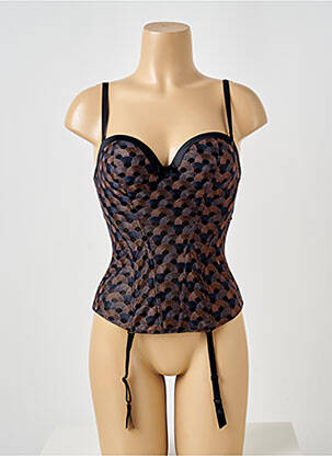 Guêpière/porte-jarretelle haut soutien-gorge moulé noir LOU femme