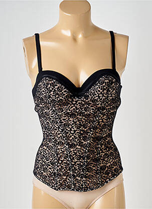 Corset tissage dentelle noir LOU femme