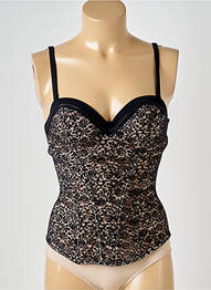 Corset tissage dentelle noir LOU femme