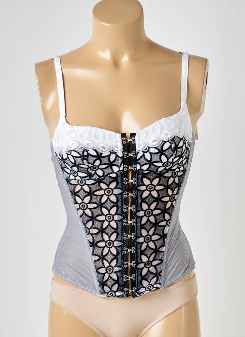 Corset tissage dentelle blanc MAISON LEJABY femme