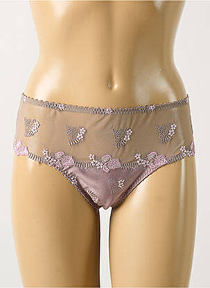 Tanga stretch marron SECRET D'EVA femme