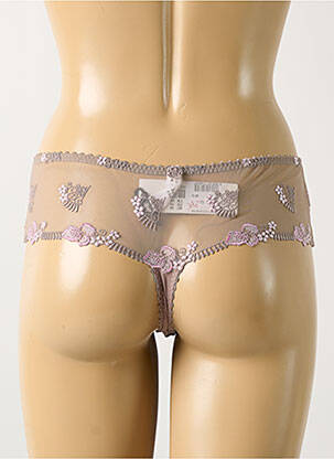 Tanga stretch marron SECRET D'EVA femme