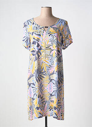 Robe mi-longue manches courtes manches courtes jaune MASSANA femme