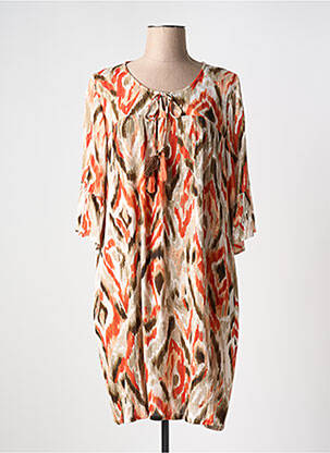 Robe mi-longue coupe fluide manches 3/4 orange EGATEX femme