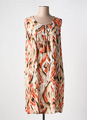 Robe mi-longue coupe fluide sans manche orange EGATEX femme