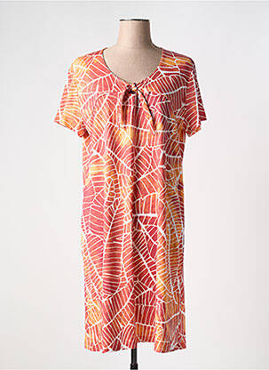 Robe mi-longue manches courtes manches courtes orange EGATEX femme