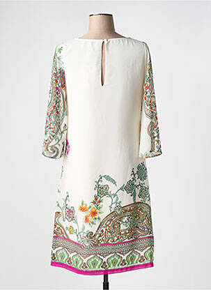 Robe mi-longue imprimé fleurs manches 3/4 beige NIZA femme