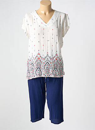 Pyjama col v bleu SENORETTA femme