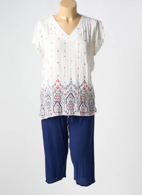 Pyjama col v bleu SENORETTA femme