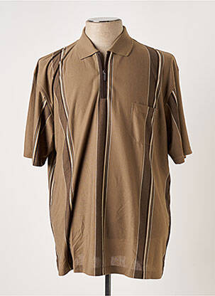 Polo imprimé rayures manches courtes marron IMPACT homme