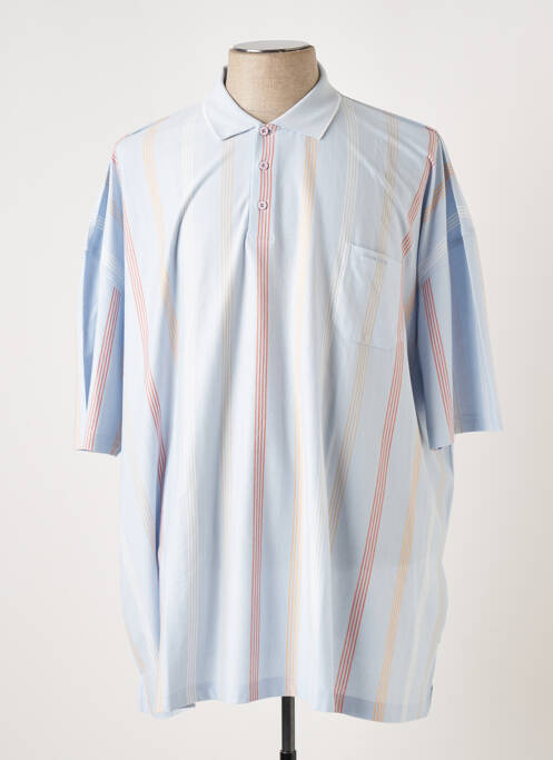 Polo imprimé rayures manches courtes bleu MONTE CARLO homme