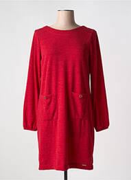 Robe pull col v manches longues rouge MALOKA femme