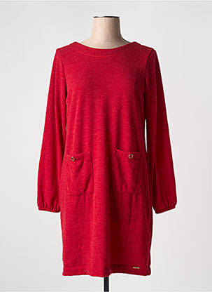 Robe pull col v manches longues rouge MALOKA femme