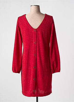 Robe pull col v manches longues rouge MALOKA femme