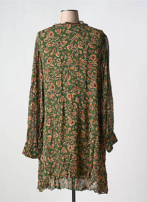 Robe mi-longue imprimé fleurs manches longues vert AGATHE & LOUISE femme