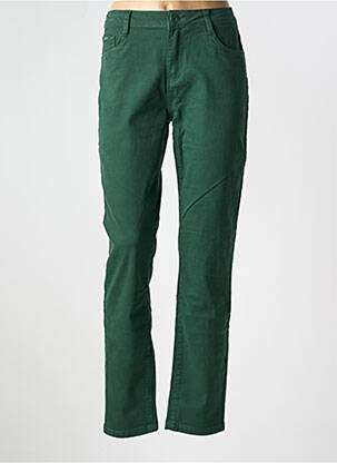 Pantalon slim tissage popeline taille normale vert YZY femme
