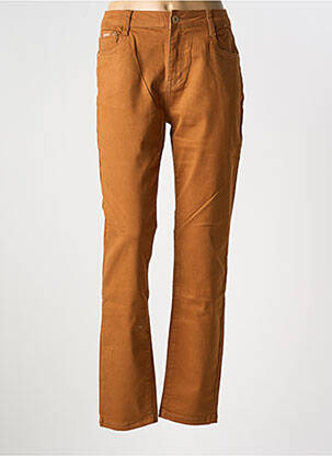 Pantalon slim tissage popeline taille normale marron YZY femme