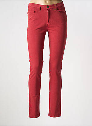 Pantalon slim tissage popeline taille normale rouge COUTURIST femme